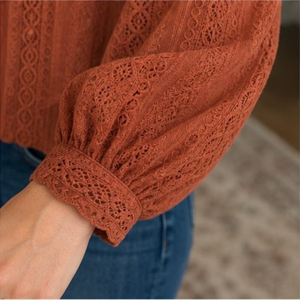 Rust Wrap Blouse - Picture 5 of 6